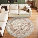 Jinchan 6ft Brown Vintage Round Area Rug
