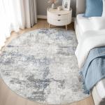 6ft Round Soft Washable Area Rug - Grey Blue