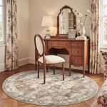 Jinchan 6ft Brown Vintage Round Area Rug