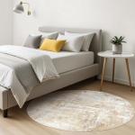 6Ft Washable Round Abstract Rug - Gray Gold