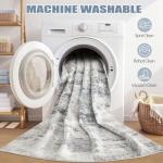 6ft Round Soft Washable Area Rug - Grey Blue