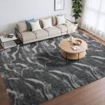 Merelax Area Rugs for Living Room Bedroom, Non-Slip Large 6x9 Feet Soft Fluffy Shaggy Bedside Rug, Indoor Floor Carpet for Kids Dorms, Nursery Rooms, Playroom, Home Decor Aesthetic, Black/White