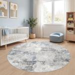 6ft Round Soft Washable Area Rug - Grey Blue