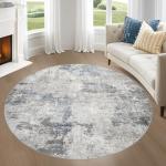6ft Round Soft Washable Area Rug - Grey Blue