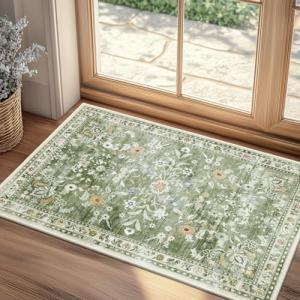Floral Washable Runner Rug 2x3 - Non Slip