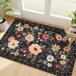 DUKINO Washable Floral Entryway Rugs, Non-Slip 2x3