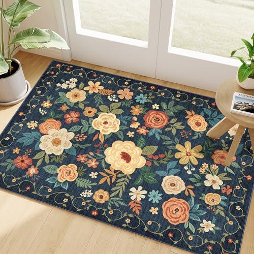 Boho Floral 2x3 Non-Slip Washable Rug