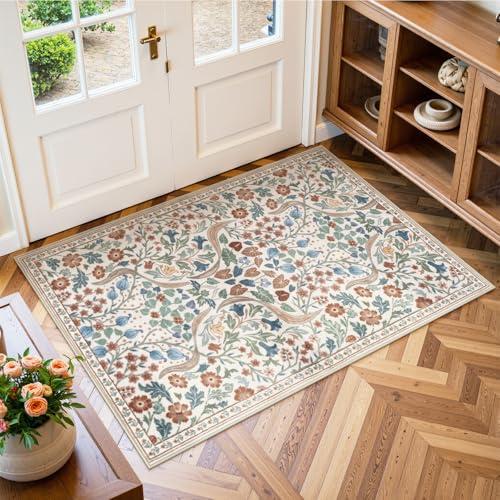 Moynesa Floral Washable 2x3 Non-Slip Rug