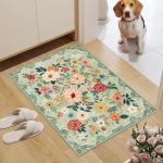 Floral Indoor Washable Area Rug - 2x3 Green