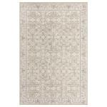 SIILOOM 2x3 Washable Rug Soft Area Rug for Entryway, Cream Beige White Grey Non-Slip Indoor Door Mat Distressed Floral Low-Pile Kitchen Rugs, Neutral Vintage Carpet for Entrance Kitchen Farmhouse