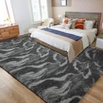 Merelax Area Rugs for Living Room Bedroom, Non-Slip Large 6x9 Feet Soft Fluffy Shaggy Bedside Rug, Indoor Floor Carpet for Kids Dorms, Nursery Rooms, Playroom, Home Decor Aesthetic, Black/White