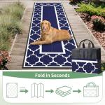 Blue & White Waterproof Outdoor Rug, 2.5' x 8