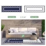 Blue & White Waterproof Outdoor Rug, 2.5' x 8