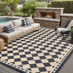 HUGEAR Reversible Outdoor Rug, 8x10 Checkered