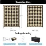 HUGEAR Reversible Outdoor Rug, 8x10 Checkered