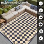 HUGEAR Reversible Outdoor Rug, 8x10 Checkered
