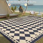 HUGEAR Reversible Outdoor Rug, 8x10 Checkered