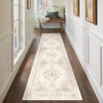 Cream Vintage Medallion Runner Rug 2x10