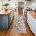 Beige Washable Oriental Hallway Runner Rug 2x6