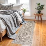 Beige Washable Oriental Hallway Runner Rug 2x6