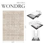 Beige Floral Washable Hallway Runner Rug 2x6