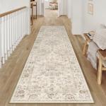 Beige Vintage Washable Runner Rug for Any Room