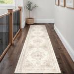 Cream Vintage Medallion Runner Rug 2x10