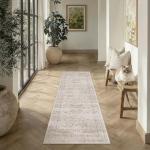 Beige Vintage Washable Runner Rug for Hallway