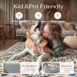 Beige Floral Washable 2x8 Runner Rug