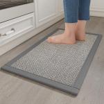 YDKGL Anti Fatigue Kitchen Rugs Mat Non Slip Washable, 0.4" Thick Soft Cushioned Absorbent Kitchen Mats for Floor, Jute-Like Woven Laundry Standing Mats Sink Mat, Easy Clean Care, Gray 17"x30"