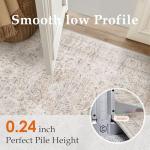 Beige Vintage Washable Runner Rug for Hallway