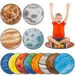 Tinideya 12 Pcs Kids Carpet Circle Seats for Class 16 Inch Round Classroom Rug Floor Cushions Soft First Day of School Educational Mat Non Slip Back to School Learning Playing Areas(Space Planet)