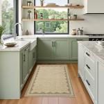 GarveeHome Door Mat Indoor Rugs for Entryway Scalloped Solid Tan Jute Digital Printing Small Rug 2x3 Washable Non-Slip Modern Soft Low-Pile Carpet for Bedroom Kitchen Entrance