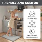 YDKGL Anti Fatigue Kitchen Rugs Mat Non Slip Washable, 0.4" Thick Soft Cushioned Absorbent Kitchen Mats for Floor, Jute-Like Woven Laundry Standing Mats Sink Mat, Easy Clean Care, Gray 17"x30"