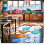 Tinideya 12 Pcs Kids Carpet Circle Seats for Class 16 Inch Round Classroom Rug Floor Cushions Soft First Day of School Educational Mat Non Slip Back to School Learning Playing Areas(Space Planet)