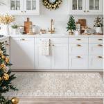 Washable 2x8 Hallway Runner Rug: Vintage Water Resistant Kitchen Entryway Rug Ultra Soft Living Room Bedroom Carpet with Non Slip Backing Indoor Low Pile Floor Mat for Bathroom Dining Room(2x8,Beige)