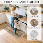 HEBE Washable Kitchen Rugs Sets of 3, Non Slip Absorbent Kitchen Rugs and Mats, Farmhouse Stain Resistant Faux Jute Kitchen Mat Carpet Runner for Kitchen Floor, Laundry Room, Hallway, Red