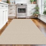 KOZYFLY Washable Area Rug 4x6 ft Non Slip Rubber Backed Living Room Rugs Braided Woven Cotton Kitchen Rugs Indoor Outdoor Entryway Rug Floor Carpet for Dining Living Room Bedroom, Ivory/Khaki