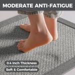 YDKGL Anti Fatigue Kitchen Rugs Mat Non Slip Washable, 0.4" Thick Soft Cushioned Absorbent Kitchen Mats for Floor, Jute-Like Woven Laundry Standing Mats Sink Mat, Easy Clean Care, Gray 17"x30"