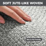 YDKGL Anti Fatigue Kitchen Rugs Mat Non Slip Washable, 0.4" Thick Soft Cushioned Absorbent Kitchen Mats for Floor, Jute-Like Woven Laundry Standing Mats Sink Mat, Easy Clean Care, Gray 17"x30"