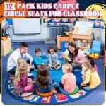 Tinideya 12 Pcs Kids Carpet Circle Seats for Class 16 Inch Round Classroom Rug Floor Cushions Soft First Day of School Educational Mat Non Slip Back to School Learning Playing Areas(Space Planet)