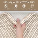 KOZYFLY Washable Area Rug 4x6 ft Non Slip Rubber Backed Living Room Rugs Braided Woven Cotton Kitchen Rugs Indoor Outdoor Entryway Rug Floor Carpet for Dining Living Room Bedroom, Ivory/Khaki