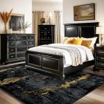 RELEANY Washable Area Rugs 5'x7' Non-Slip Modern Abstract Soft for Living Room Entryway Bedroom Nursery, Print Pattern, Dark Black Gold