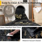 RELEANY Washable Area Rugs 5'x7' Non-Slip Modern Abstract Soft for Living Room Entryway Bedroom Nursery, Print Pattern, Dark Black Gold