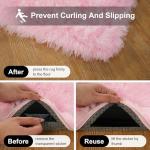 Ehayx Pink Rug for Bedroom, 2x3 Fluffy Area Rugs for Living Room, Small Fuzzy Shag Soft Carpet with 4 Non-Slip Adhesive Strips for Kids Boys and Girls Nursery Dorm Room Home Decor (2ft X 3ft)