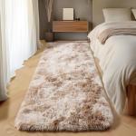 ONASAR Runner Rugs for Bedroom Living Room, Tie-Dyed Beige 2x6 Bedside Hallway Fluffy Area Rug, Ultra Soft Plush Furry Faux Fur Non Slip Floor Carpet for Nursery Kids Dorm Closet Home Decor