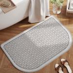 YDKGL Ultra Thin Bathroom Rugs Mat Quick Dry Absorbent Non Slip Bath Mat Bath Mats for Bathtub Mat Bathroom Carpet Fit Under Door Washable Floor Rubber Half Round Bath Rugs Grey 16x24