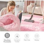 OLANLY Pink Round Rugs for Bedroom - Machine Washable, 4 ft Circle Area Rugs for Living Room, Soft and Fluffy Shaggy Carpet for Teen Girls and Boys, Nursery Rooms, Dorms, Home Decor Aesthetic