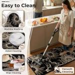 Findosom Hallway Runner Rug 2x8, Non Slip High-Low Textured Floral Washable Runner Rug with Rubber Backing, Boho Carpet Runner for Kitchen, Entryway, Bedroom, Laundry, Black & Beige