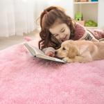 OLANLY Pink Round Rugs for Bedroom - Machine Washable, 4 ft Circle Area Rugs for Living Room, Soft and Fluffy Shaggy Carpet for Teen Girls and Boys, Nursery Rooms, Dorms, Home Decor Aesthetic